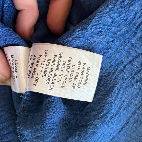 Maggy London Blue Ruffle Sleeve Scoop Neck Tiered Easy Shirtdress Midi Size 8 - Picture 15 of 16